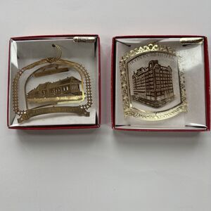 2 Nation’s Treasures Kentucky  Xmas Ornaments Genuine 24K Gold Finish Brass
